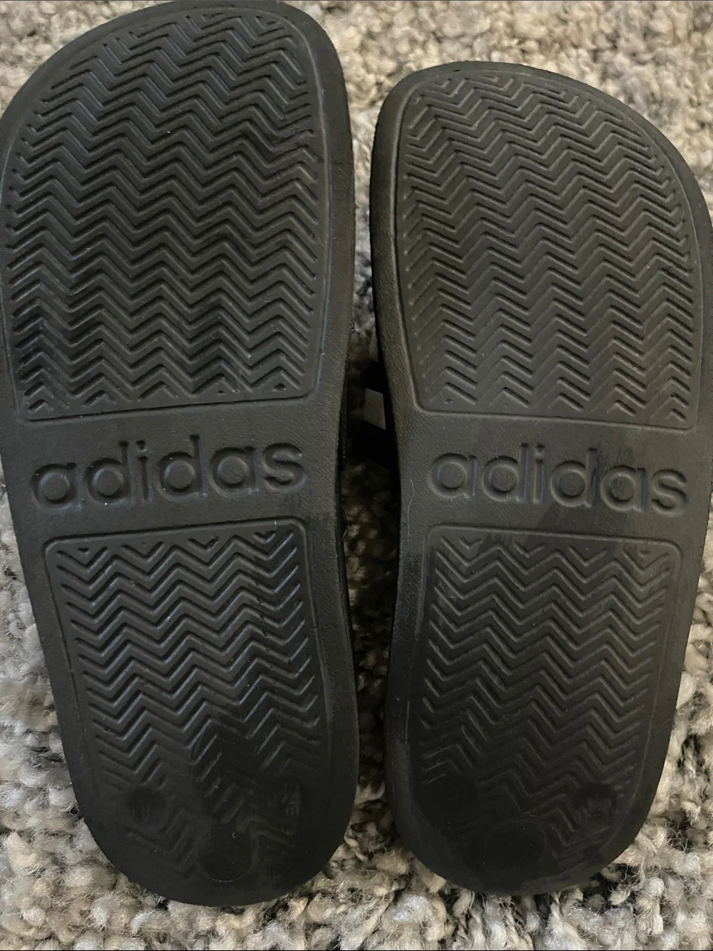 adidas Black Slides with White Stripes and Logo
